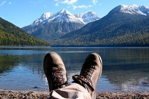 boots at lake photo